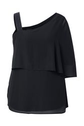 Ulla Popken Spitzenbluse Chiffon-Bluse One-Shoulder-Überwurf A-Linie günstig online kaufen