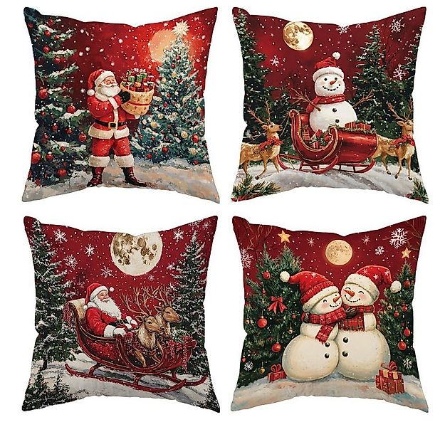 Coonoor Kissenbezug 18x18 Weihnachtsleinen Kissenbezug, Weihnachtskissenbez günstig online kaufen