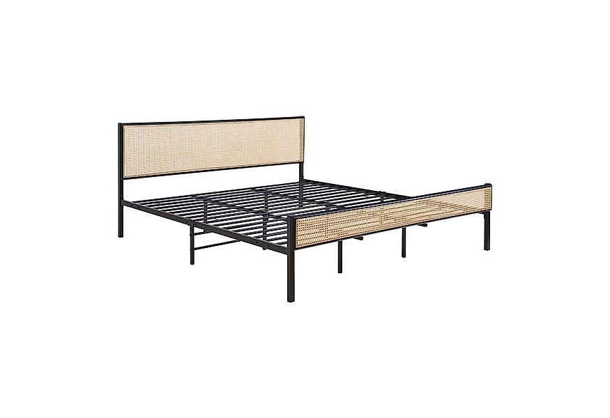 en.casa Metallbett, »Linköping« mit rechteckigem Kopfteil 180x200 cm Schwar günstig online kaufen