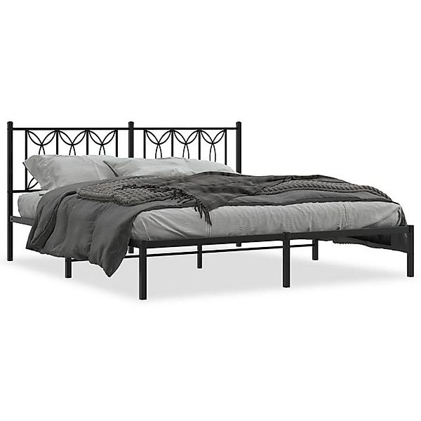 vidaXL Bett, Bettgestell mit Kopfteil Metall Schwarz 180x200 cm günstig online kaufen