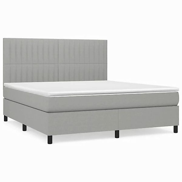 vidaXL Boxspringbett Boxspringbett mit Matratze Hellgrau 160x200 cm Stoff B günstig online kaufen