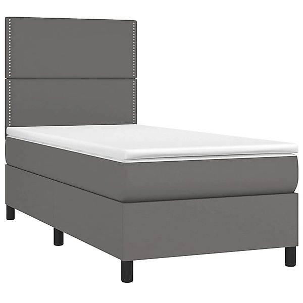vidaXL Boxspringbett mit Matratze & LED Grau 100x200 cm Kunstleder 3135871 günstig online kaufen