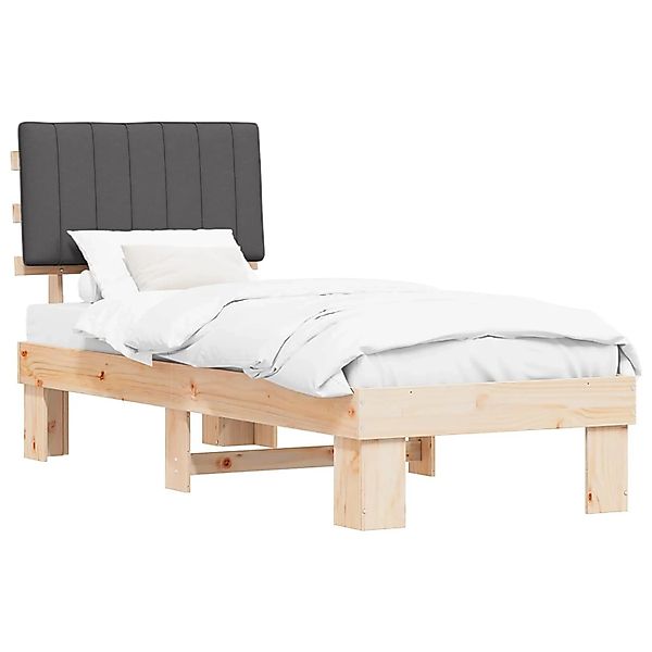 vidaXL Bettgestell mit Gepolstertem Kopfteil Dunkelgrau 75 x 190 cm 877530 günstig online kaufen