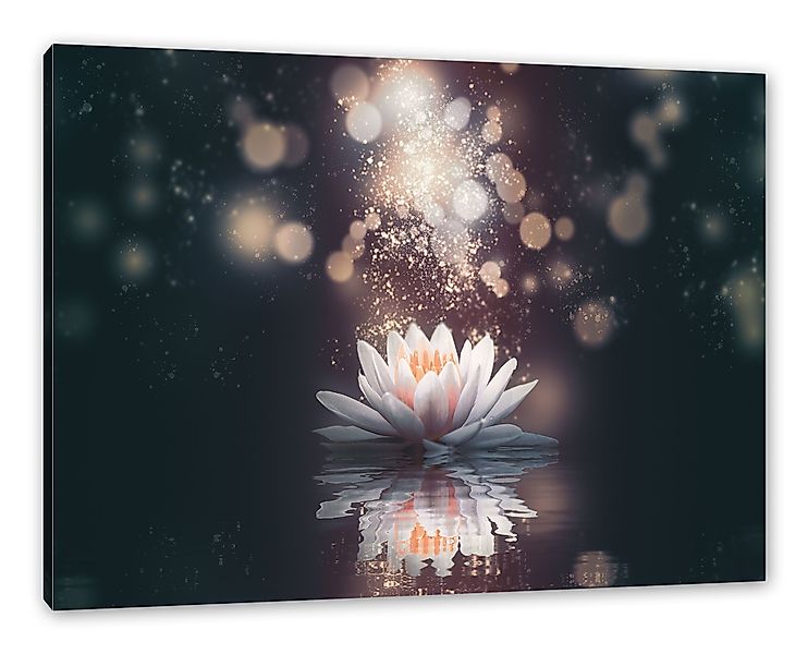 Pixxprint Leinwandbild Magische Lotusblüte mit Glitzerstaub, günstig online kaufen