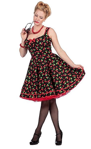 Karneval-Klamotten Kostüm 50er Jahre Damenkostüm Rockabilly Kleid Kirsch, R günstig online kaufen