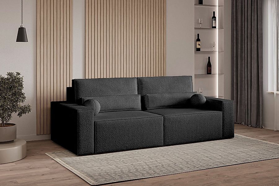 MOEBLO Sofa Denver mini aus Bouclé, Stilvolles Sofa mit Schlaffunktion in B günstig online kaufen