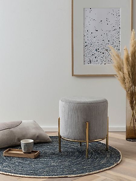 SalesFever Polsterhocker, mit Design-Gestell aus goldfarbenem Metall günstig online kaufen