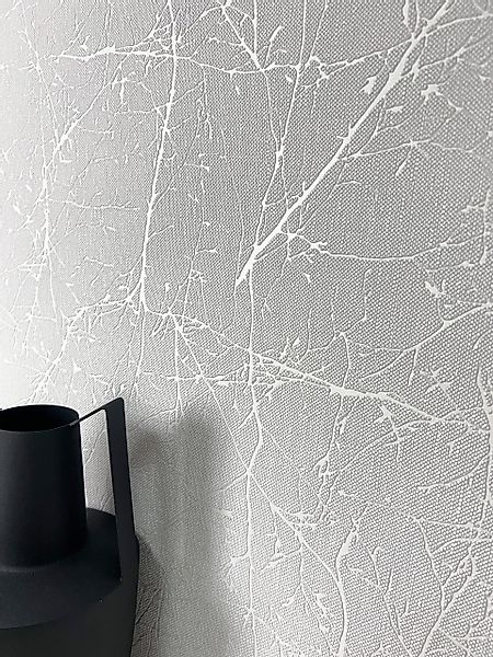 Newroom Vliestapete, Hellgrau Tapete Floral Äste günstig online kaufen