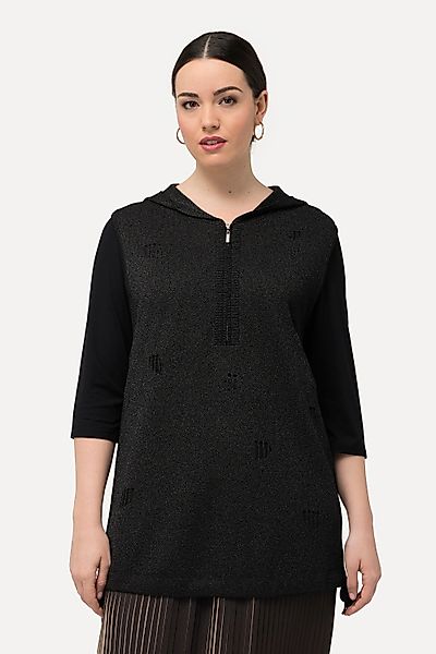 Ulla Popken Pullunder Pullunder Kapuze Destroy-Effekt günstig online kaufen