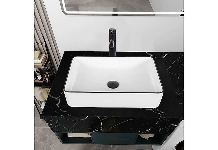 Puluomis Aufsatzwaschbecken Waschbecken Set mit Wasserhahn und Ablaufgarnit günstig online kaufen