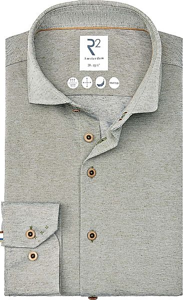 R2 Hemd Leinen Blend Grün - Größe 43 günstig online kaufen