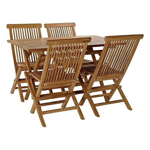 Tisch-set Mit 4 Stühlen Dkd Home Decor 120 X 70 X 75 Cm Teakholz 90 Cm (5 P günstig online kaufen