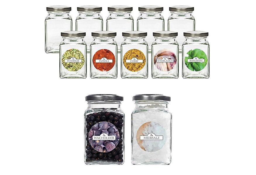 mikken Gewürzbehälter 12er Set Gewürzgläser 260 ml mit Blueseal Deckel, (Sp günstig online kaufen