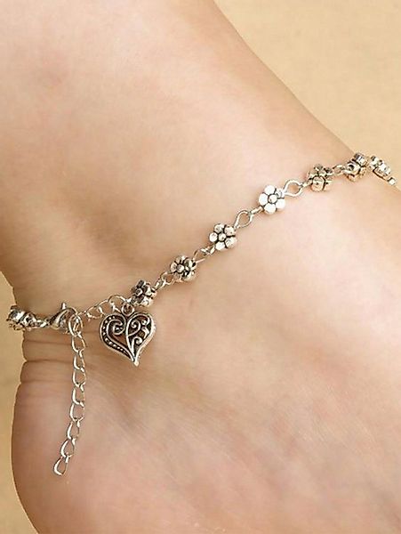 The Beauty House Fußkette mit Anhänger silberfarbig mit Herz Anhänger & Blu günstig online kaufen
