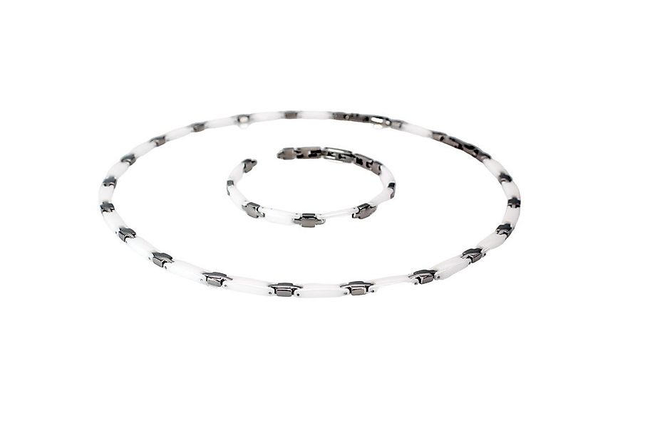 ELLAWIL Collier-Set Collier und Armband aus Keramik und Edelstahl Weiß, Sil günstig online kaufen