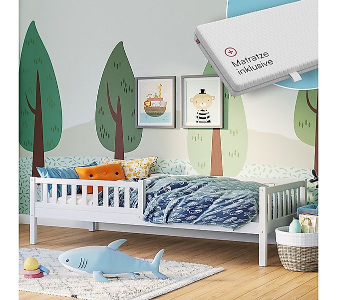 Bellabino Kinderbett Vils mit Lattenrost und Rausfallschutz 90x200 cm (weiß günstig online kaufen