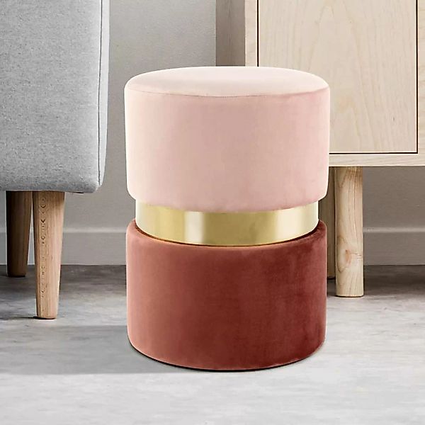 Samt Hocker in Altrosa und Goldfarben modern günstig online kaufen