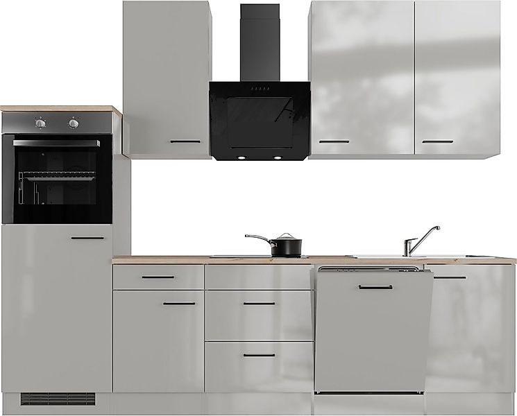 Flex-Well Küchenzeile Lund, wahlweise mit E-Geräten, Breite 280 cm, glänzen günstig online kaufen