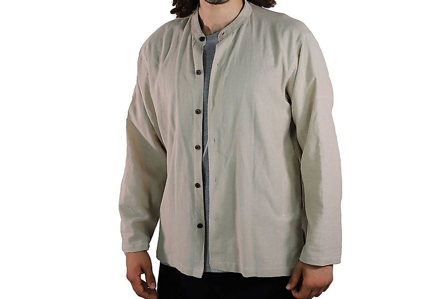 KUNST UND MAGIE Langarmhemd KUNST UND MAGIE Herren Hemd unifarben Fischerhe günstig online kaufen