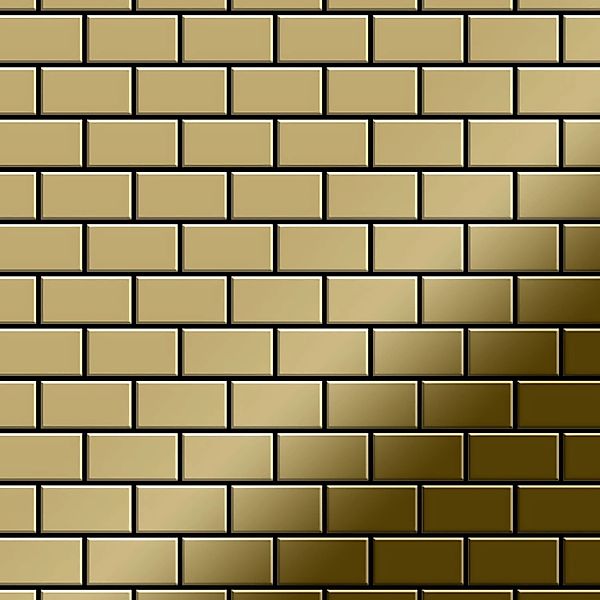 ALLOY Mosaik Fliese Massiv Metall Titan Hochglänzend Gold 1,6mm Stark House günstig online kaufen