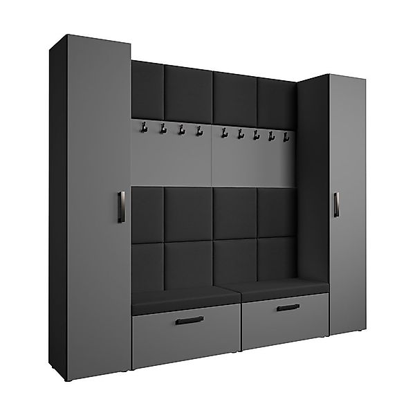 Beautysofa Garderobenschrank Garderobenschrank mit gepolsterten Paneelen günstig online kaufen