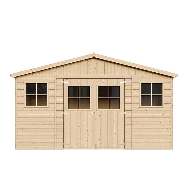 Timbela Gartenhaus Holz M332+M332G 7,98 m² mit Fenstern und Boden günstig online kaufen