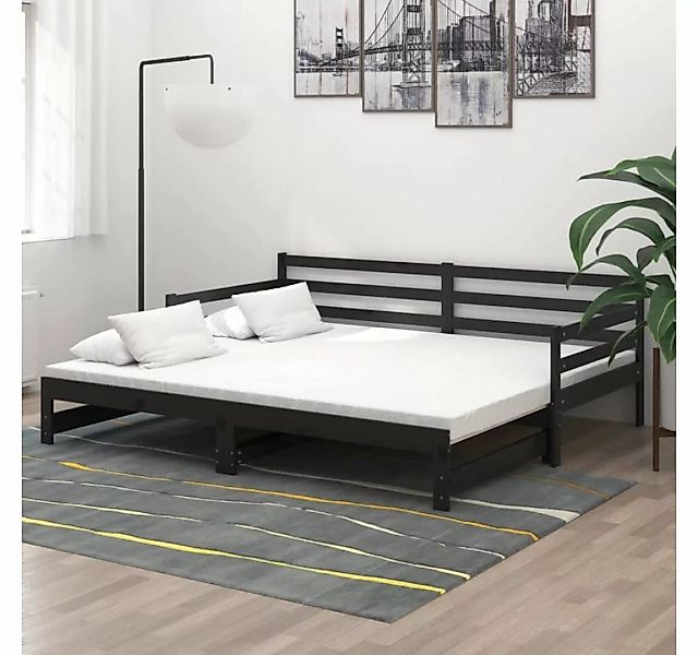 vidaXL Bett Tagesbett Ausziehbar Schwarz Massivholz Kiefer 2x(90x200) cm günstig online kaufen