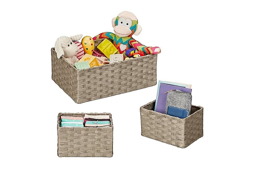 relaxdays Aufbewahrungskorb Geflochtener Aufbewahrungskorb 3er Set günstig online kaufen