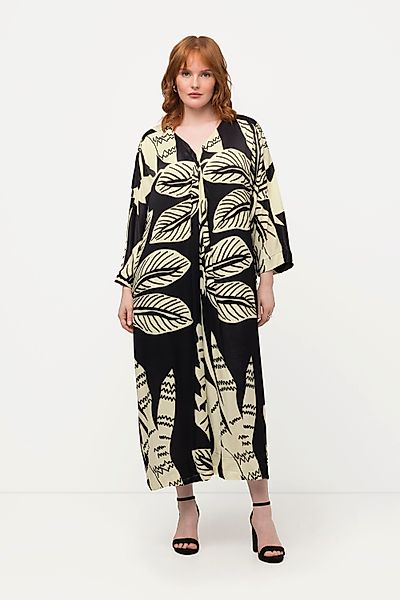 Ulla Popken Maxikleid Midikleid Palmen Drapierung günstig online kaufen