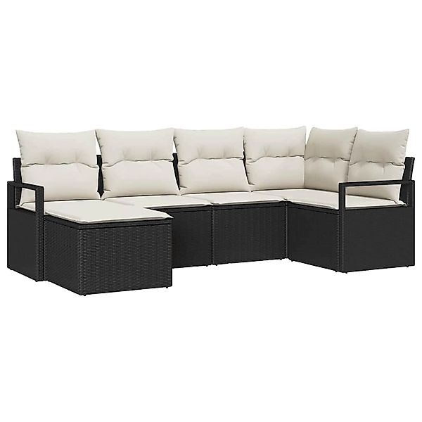 vidaXL Garten-Sofa-Set 6-Tlg Schwarz Poly Rattan 3346447 günstig online kaufen