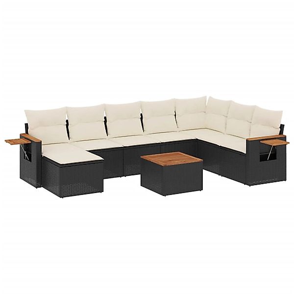 vidaXL 9-Tlg Garten-Sofagarnitur mit Kissen Schwarz Poly Rattan 3259494 günstig online kaufen