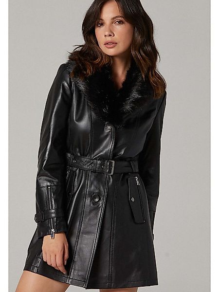 Derimod Lederjacke Rhoda Ledertrenchcoat mit Kunstfell günstig online kaufen