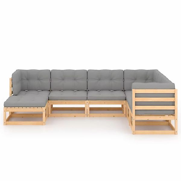 7-tlg. Garten-lounge-set Mit Kissen Kiefer Massivholz günstig online kaufen