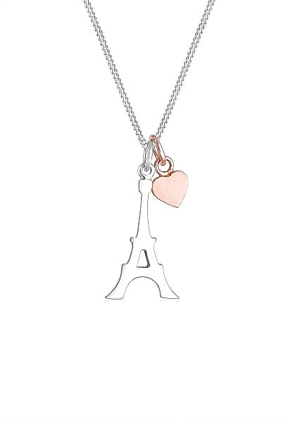 Elli Kette mit Anhänger "Eiffelturm Herz Matt 925 Sterling Silber" günstig online kaufen