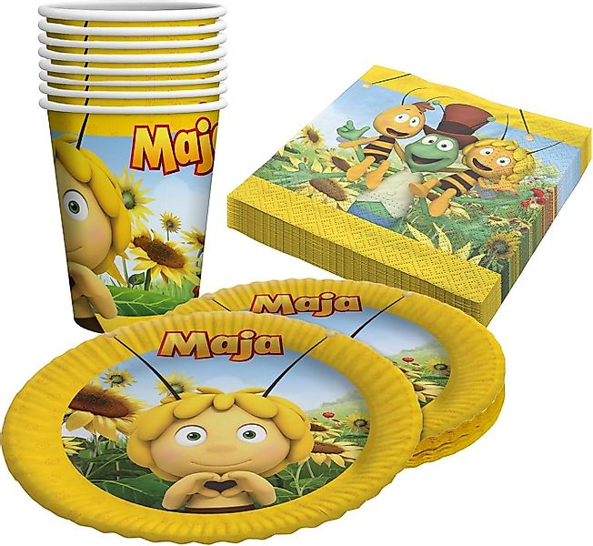 Party Factory Dekoteller Biene Maja 36-teiliges Party Geschirr-Set, für 8 P günstig online kaufen