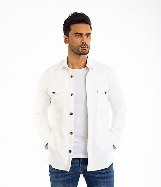 Denim Distriqt Langarmhemd Sportliches Herren Überhemd mit Elasthan Weiß S günstig online kaufen