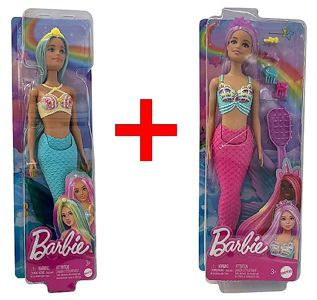 Barbie Stehpuppe Barbie Meerjungfrau Puppen 2er-Set mit beweglicher Schwanz günstig online kaufen