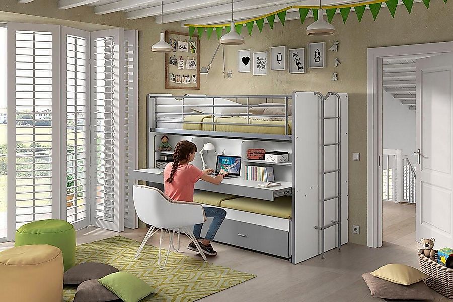 Vipack Hochbett Bonny, mit 3 Schlafgelegenheiten, super praktisch im Kinder günstig online kaufen