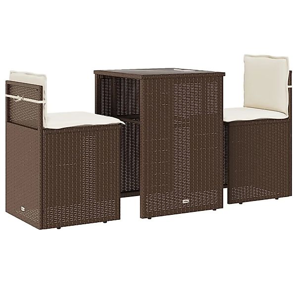 vidaXL 3-tlg Bistro-Set mit Kissen Braun Poly Rattan Modell 9 günstig online kaufen