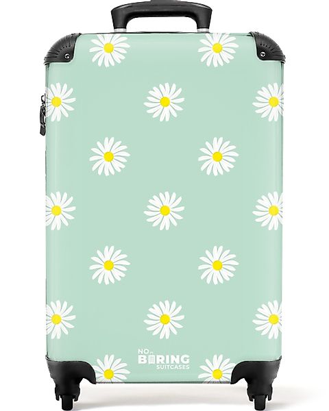 NoBoringSuitcases.com© Hartschalen-Trolley Pastellgrün mit Gänseblümchen 55 günstig online kaufen