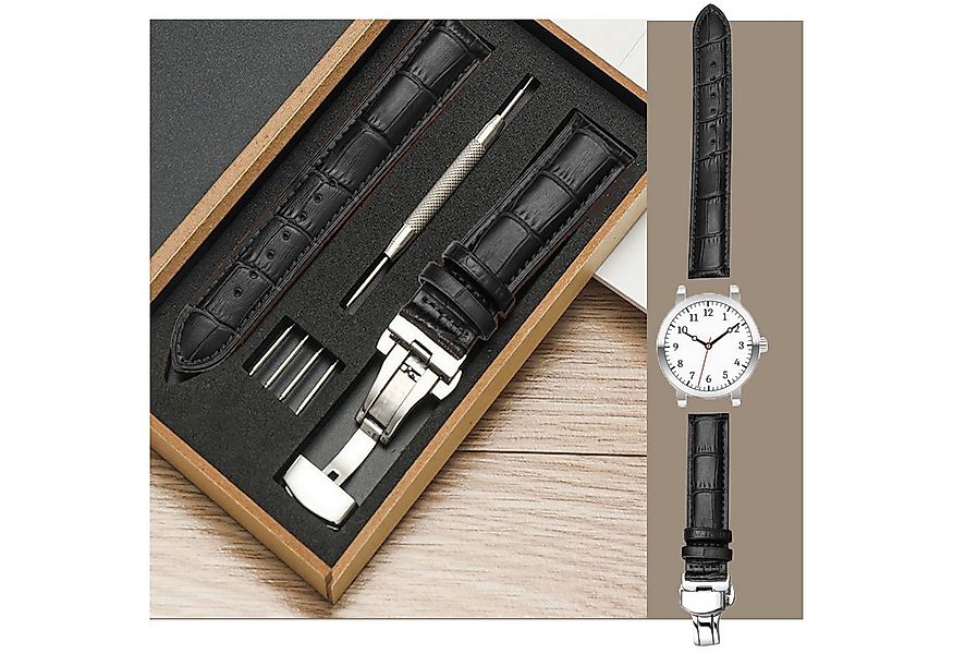 Jibenhome Wechselarmband Leder Uhrenarmband mit Geschenkbox,Edelstahl-Schna günstig online kaufen