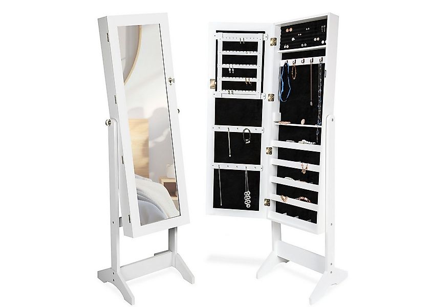 tectake Standspiegel Schmuckschrank , mit Ganzkörperspiegel günstig online kaufen