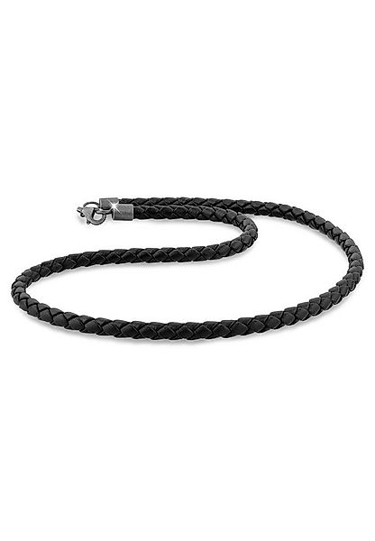 Kuzzoi Lederband Herren Lederkette Geflochten Schwarz 925 Silber günstig online kaufen