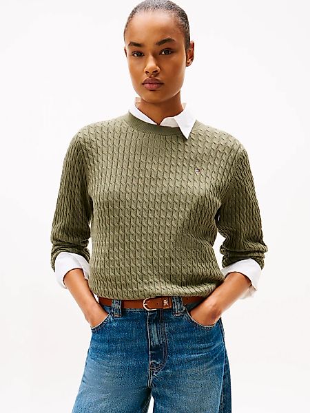 Tommy Hilfiger Rundhalspullover "CO CABLE C-NK LS SWEATER", mit Zopfmuster günstig online kaufen