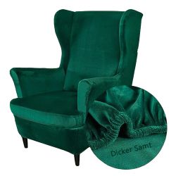 Coonoor Sesselhusse Samt, Stretch, 2-Teilig Ohrensessel günstig online kaufen