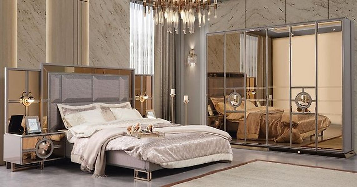 Xlmoebel Bett Set für Doppelbett im Schlafzimmer mit luxuriösen Holz-Nachtt günstig online kaufen