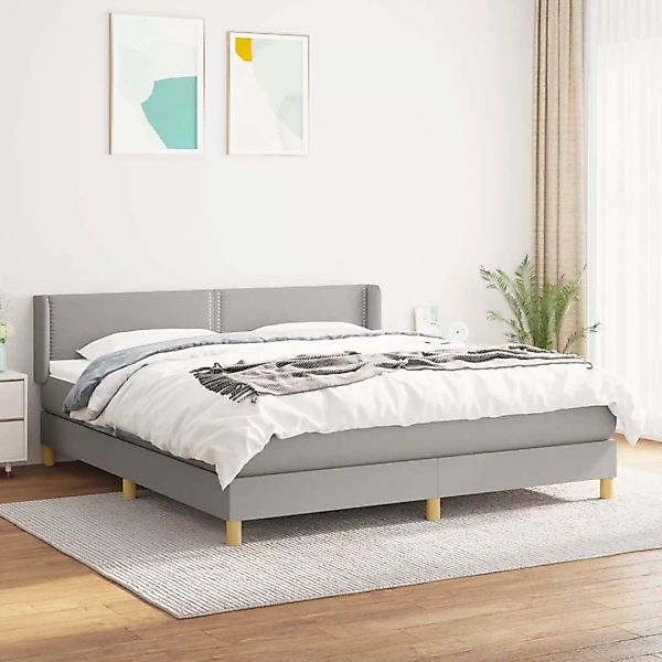 Vidaxl Boxspringbett Mit Matratze Hellgrau 160x200 Cm Stoff günstig online kaufen