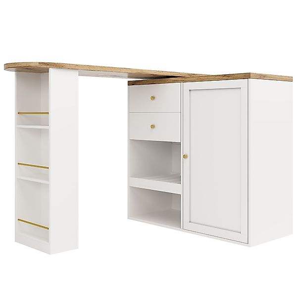 Um 360° drehbarer Bartisch mit 2 Schubladen und Schiebetürschrank, 3 Ebenen günstig online kaufen