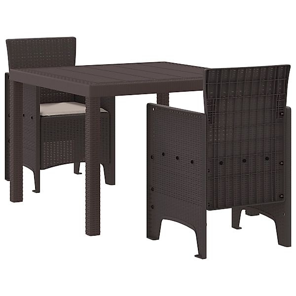 vidaXL 3-tlg Garten-Essgruppe mit Kissen Braun Poly Rattan 3378678 günstig online kaufen