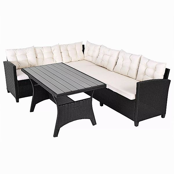 Casaria Gartenlounge-Set Lissabon, Polyrattan WPC Esstisch günstig online kaufen